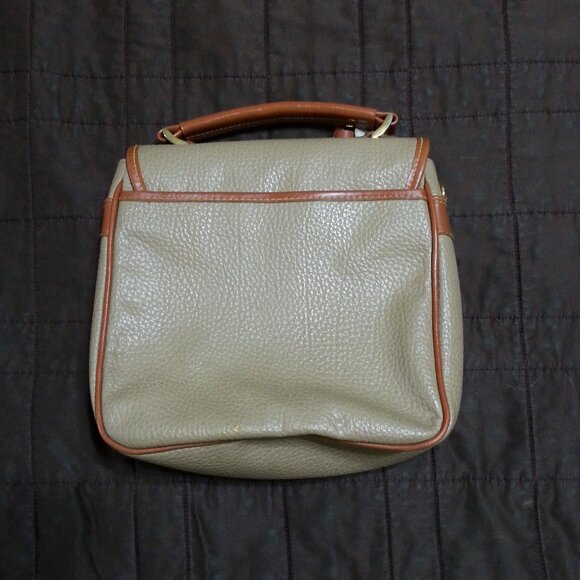 Vintage Dooney & Bourke Leather  Handbag Purse Messenger  Light Brown & Brown - Picture 3 of 16